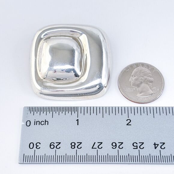 Vintage Mexico Sterling Silver 925 4.5cm Modernist Rounded Square Pendant - Picture 8 of 8